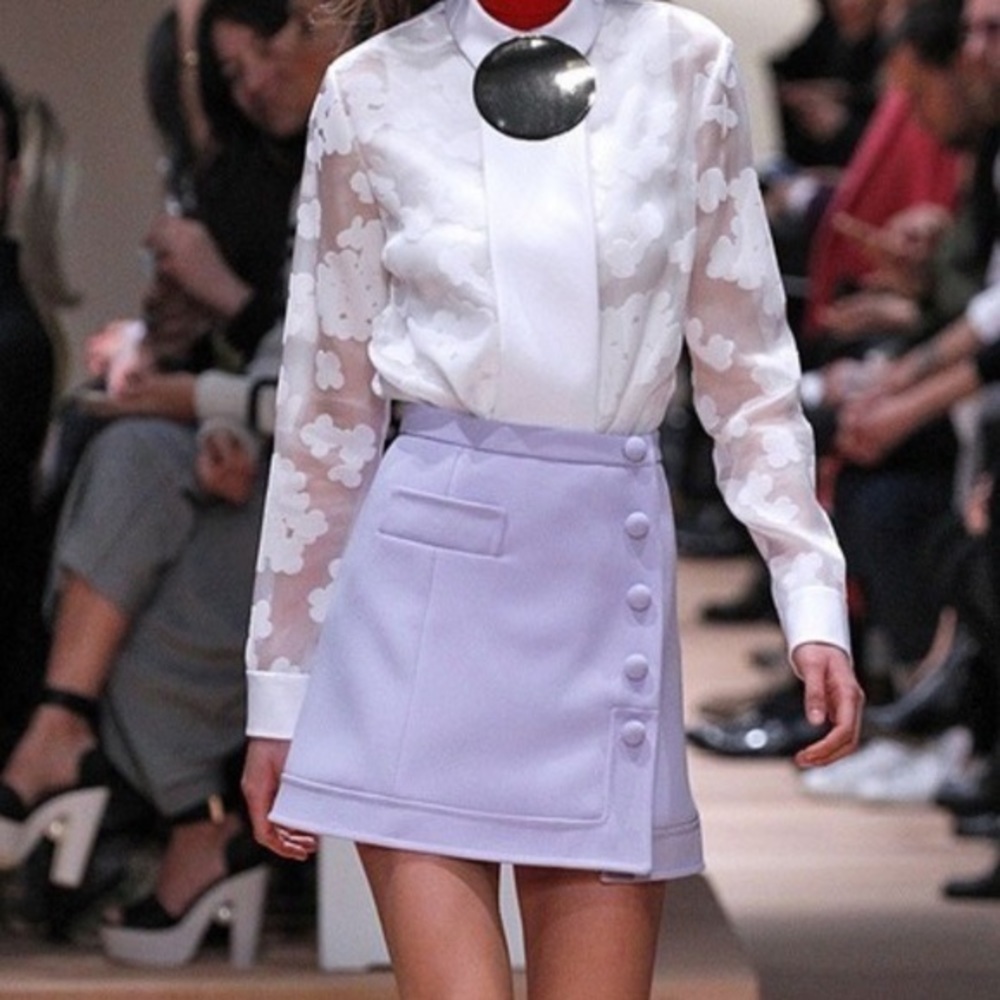 Carven Double Crepe Lilac Purple Skirt Pastel High Rise Runway Piece